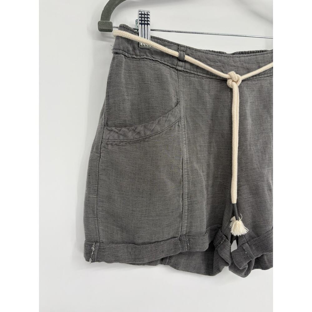 NWT C&C California Linen Blend Shorts Gray Rope Tie High Waisted Casual Size S - Picture 6 of 14